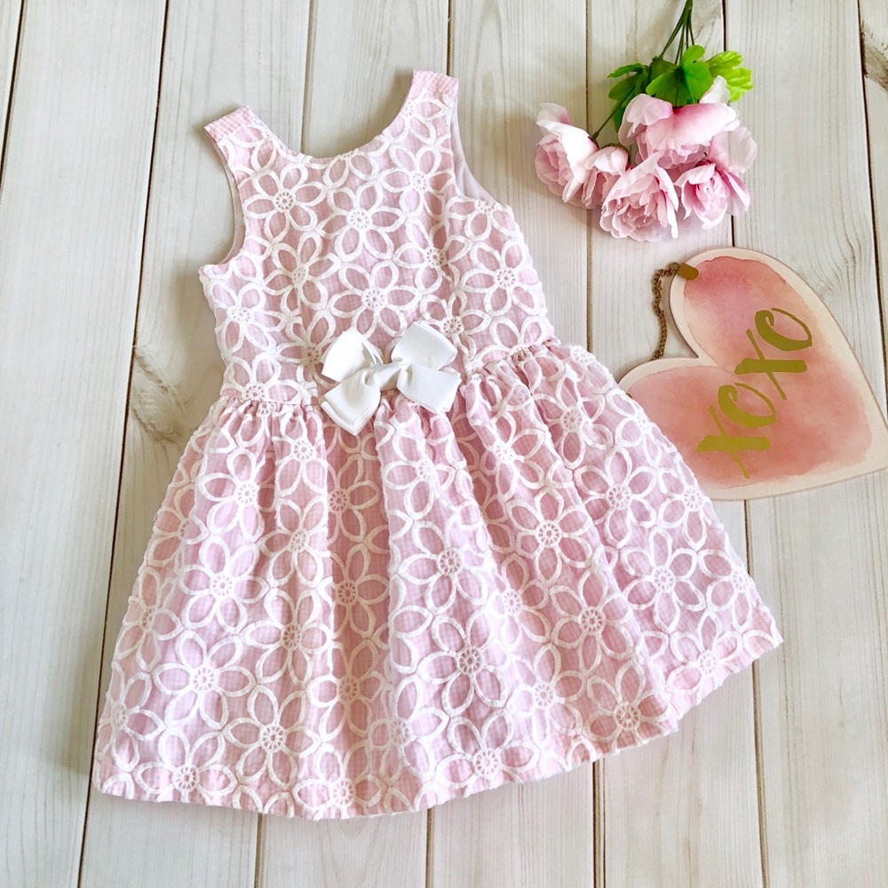 Pink and White Organza Lace Sundress